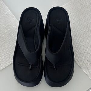 Zara Sleek Black Platform Sandals
